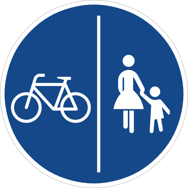 Getrennter Rad- und Gehweg (Verkehrszeichen 241, Quelle: Wikipedia)