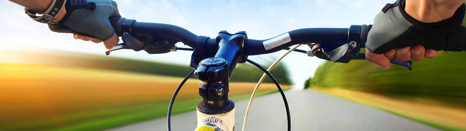 Fahrradlenker vor Landstraße